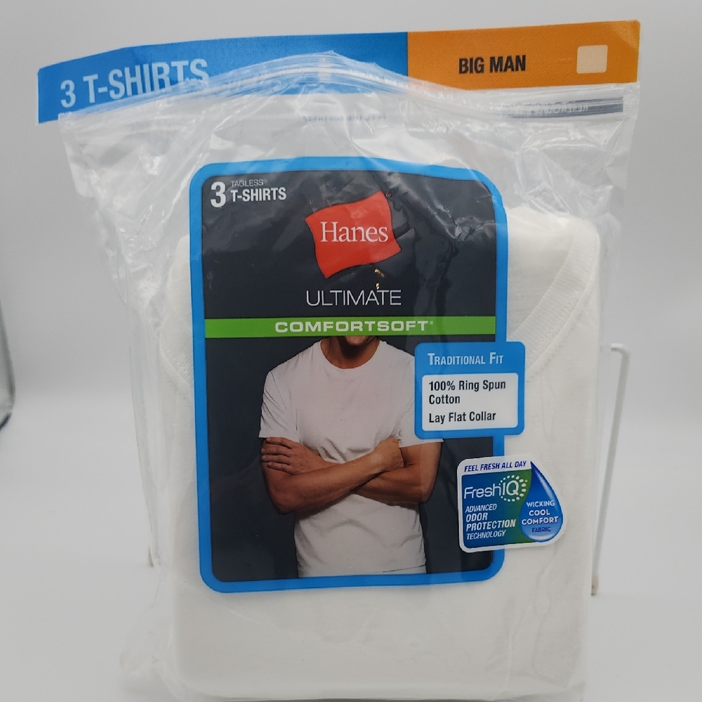 Hanes Big Men's Tagless ComfortSoft Crew Undershirt *Opened* & Unused 3 Pack, 3X